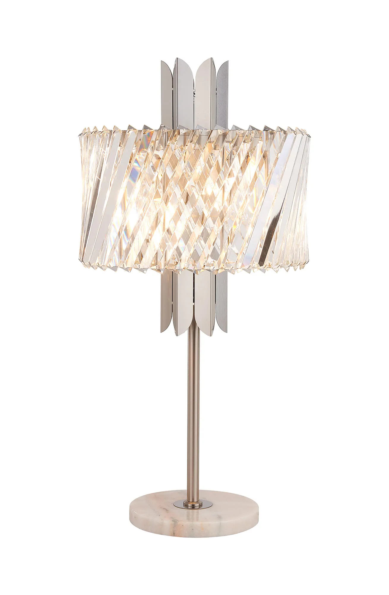 Lola Satin Nickel Crystal Table Lamps Diyas Designer Table Lamps